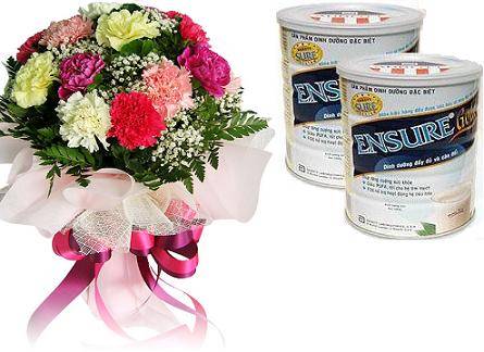 Bouquet of 12 carnations, 2 boxes of Ensure formula (ID: HV-M-4020) 