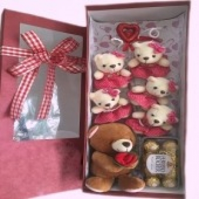 6 Teddy Bears & Chocolate (ID: TH-6-TB-CHOCOLATE) 