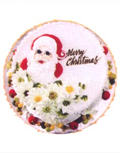 Bánh kem sữa tươi đặc biệt hình Mặt Ông Già Noel và Hoa ( ĐK 25cm ) - Brodard (ID: HV-GOL-BRD_CHRIST-DB5A) 