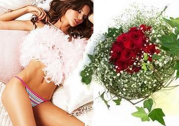 Gifts to Vietnam. Hochiminh city only - Victoria Secret panties and rose bouquet (ID: HV-NH-V-9059) 